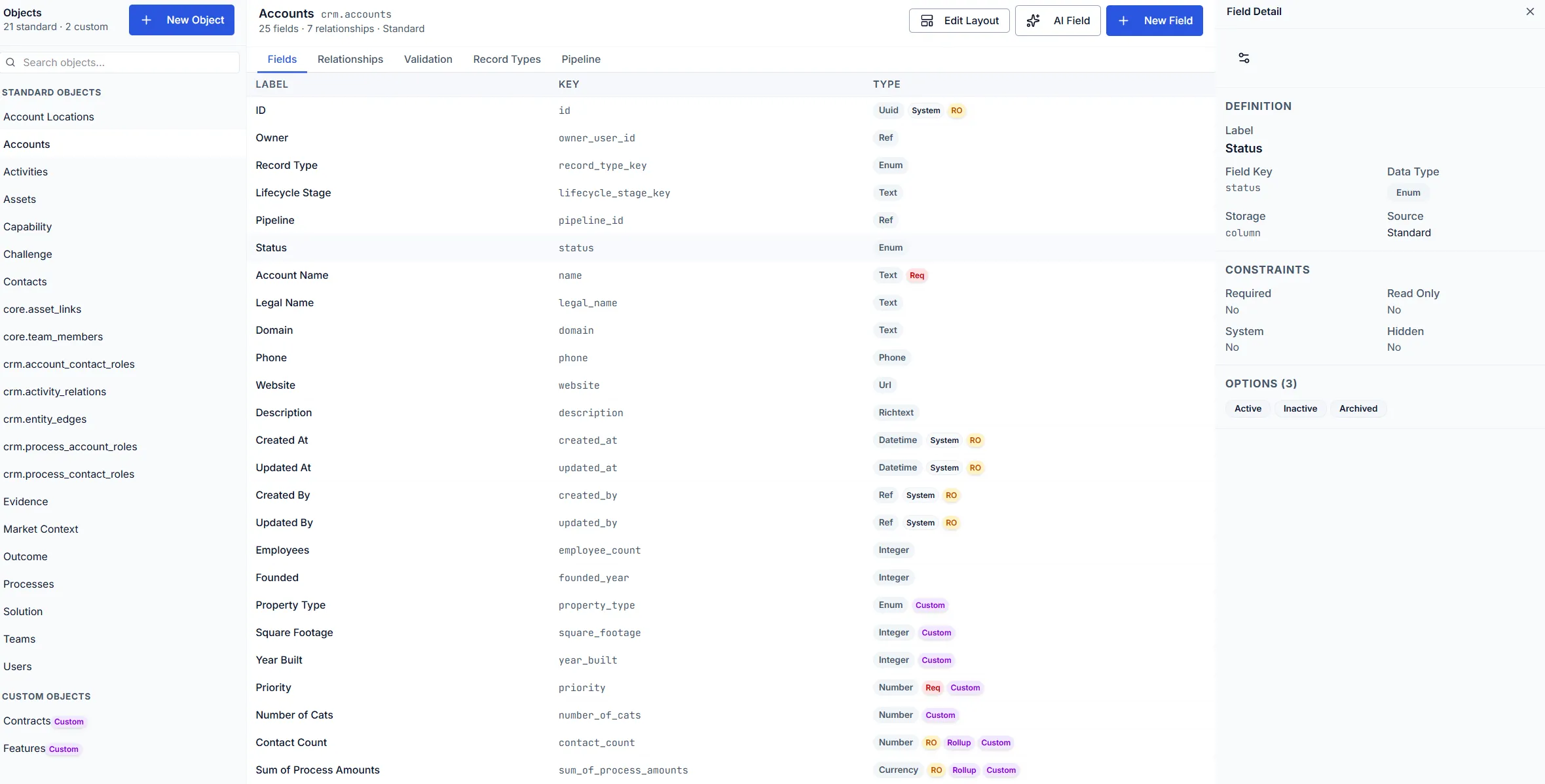 Object Manager — entity mapping
